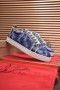 Christian Louboutin Louis Junior Low-top Sneakers Allover Logo Stof Navy