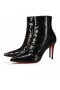 Christian Louboutin Dus Kate Buit 85 Mm Lage Laarzen In Reliëf Patent Kalf Zwart Christian Louboutin Schoenen