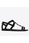 Saint Laurent Cassandra Platte Sandalen Zwart Kalfsleer Saint Laurent Schoenen