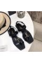 Saint Laurent Cassandra Platte Sandalen Zwart Kalfsleer Saint Laurent Schoenen