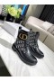 Dior Enkel Boot Lace Up Schuin Zwart Afdrukken Kalf