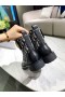 Dior Enkel Boot Lace Up Schuin Zwart Afdrukken Kalf