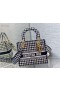 Dior Lady D-Lite Tas 24Cm Zwart Wit Houndstooth Borduurwerk