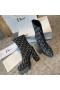 Dior Schuine Print Hakken Laars Zwart