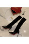 Christian Louboutin Dovi Dova Sok Booties 100mm Knie-hoge Laarzen, Gebreide Stof en Leer Zwart