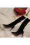 Christian Louboutin Dovi Dova Sok Booties 100mm Knie-hoge Laarzen, Gebreide Stof en Leer Zwart