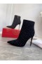 Christian Louboutin Dus Kate Buit Pluim enkellaarsjes 100mm Suède Zwart