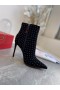 Christian Louboutin Dus Kate Buit Pluim enkellaarsjes 100mm Suède Zwart