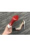 Christian Louboutin Debout Pompen 100mm Patent Leder en PVC Zwart Wit