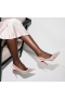 Christian Louboutin Apostropha Mesh Strass Pompen 80 mm Beige