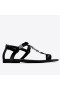 Saint Laurent Cassandra Platte Sandalen Zwart Lakleder Saint Laurent Schoenen