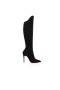 Christian Louboutin Tall Boot Alta Botta Pluim 100 mm Zwart/zilver Suede Kalf