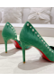 Christian Louboutin Iriza Pumps Spikes 100mm Veau Velours Green