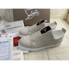 Christian Louboutin F. A. V Fique Een Vontade Slip-On Sneakers Land Linnen Albatre CL Schoen