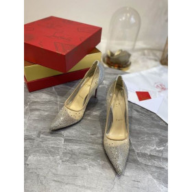 Christian Louboutin Follies Strass Pompen 100mm Glitter Zilver