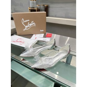 Christian Louboutin Jelly Strass Flats Pvc Iriserende Nappa Leer En Strass Zilver