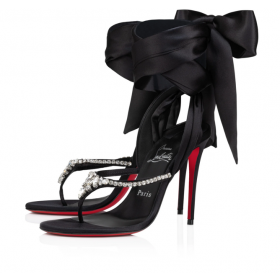 Christian Louboutin Slechts Queenie Du Desert Sandaal 100mm Crêpe Satijn Zwart