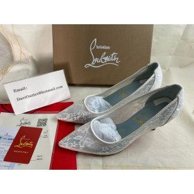 Christian Louboutin Kant 554 Pompen 85mm Laag Uitgesneden Witte Christian Louboutin Schoenen