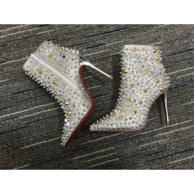 Christian Louboutin Zo Vol Kate 100mm enkellaarsjes Specchio Glitte Zilver