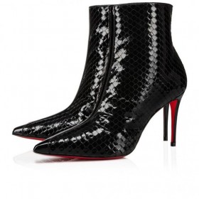 Christian Louboutin Dus Kate Buit 85 Mm Lage Laarzen In Reliëf Patent Kalf Zwart Christian Louboutin Schoenen