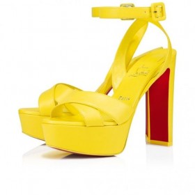 Christian Louboutin Supramariza 130 Mm Sandaaltjes Nappa Leder Geel Koningin