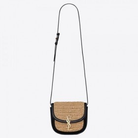 Saint Laurent Kaia Kleine Tas Raffia Leer Saint Laurent Tassen
