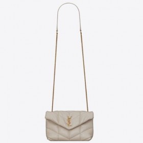 Saint Laurent Loulou Puffer Speelgoed Tas Wit Lamsvel Saint Laurent Tassen
