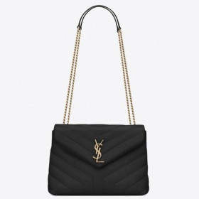Saint Laurent Loulou Kleine Tas Zwart Matelasse Leer Saint Laurent Tassen