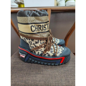 Dior Sneeuw Enkellaars Bruin Dior Schuine Glanzend Nylon