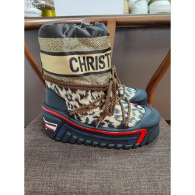 Dior Sneeuw Enkellaars Bruin Dior Schuine Glanzend Nylon