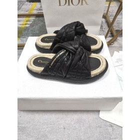 Dior Twist Zwart Cannage D Twist Slide Sandalen Lamsvel