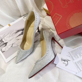 Christian Louboutin Anjalina Spike Pomp 85mm Glitter Zilver