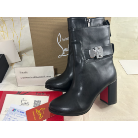 Christian Louboutin Booty Slot 70 Mm Lage Laarzen Kalf Leer Zwart