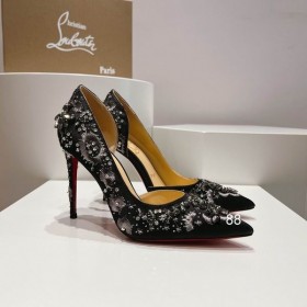 Christian Louboutin Brodiriza Versierd D ' orsay Pompen 100mm Satijn Zwart