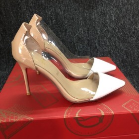 Christian Louboutin Debout Pompen Leder En PVC Wit Naakt