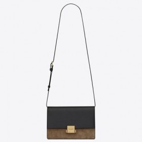Saint Laurent Medium Bellechasse Tas Zwart Leder Taupe Suede