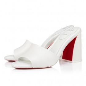 Christian Louboutin Jane Mule 85mm Muildieren Nappa Leder Bianco Christian Louboutin Schoenen