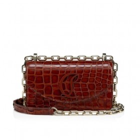 Christian Louboutin Loubi54 Mini Crossbody Bag Croco Reliëf Kalfsleer Acajou