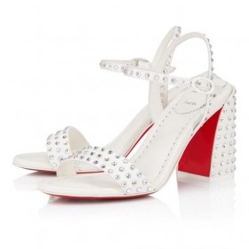 Christian Louboutin Miss Jane Sandaal Strass Boum 85 Mm Sandalen Crêpe Satijn Ivoor Versie
