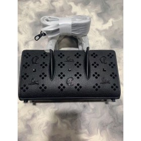Christian Louboutin Paloma Bovenste Handgreep Tas Korrelige Kalf En Spikes Loubinthesky Zwart