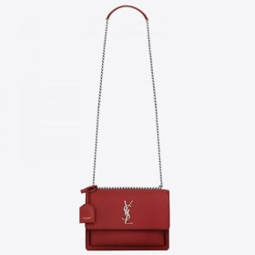Saint Laurent Zonsondergang Medium Bag Rood Kalfsleer Saint Laurent Tassen