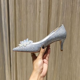 Jimmy Choo Cristais Assepoester 65mm Pompen Zilver
