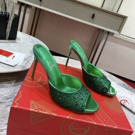 Christian Louboutin Mij Dolly Strass Pompen 100 mm Suede Strass Versierd Groen