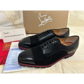 Christian Louboutin Hubertus Oxford Suede en Kalf Leer Zwart
