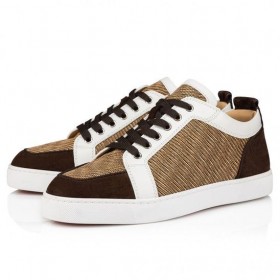 Christian Louboutin Rantulow Sneakers Veau van Velours En Stro Rabane Cuoio CL Schoenen