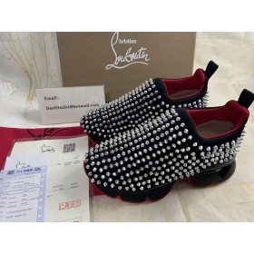 Christian Louboutin Spike Sok Sneakers Neopreen Zwart Zilveren Spikes