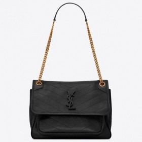Saint Laurent Medium Niki Tas Zwart Lamsvacht Saint Laurent Tassen