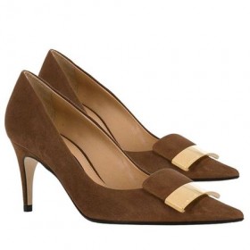 Sergio Rossi SR1 Pompen 75mm Bruin Suede