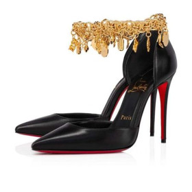 Christian Louboutin Gourmi Pompen Leer 100mm Bk/goud/lin Bk Schoenen