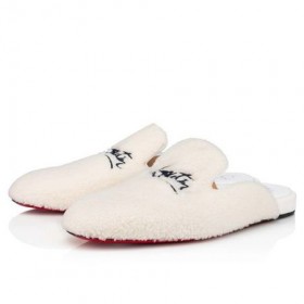 Christian Louboutin Navy Coolito Man Witte Wol Sandaal